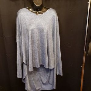 Sparkling blue-gray blouse long sleeves